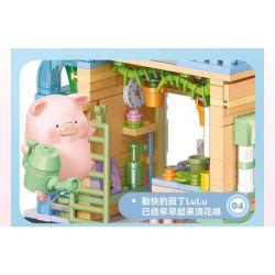SEMBO 608073 KHU MA THUẬT TUYỆT VỜI CỦA LULU PIG NHÀ HÀNG BURGER bộ đồ chơi xếp lắp ráp ghép mô hình 444 khối