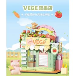 SEMBO 608074 KHU MA THUẬT TUYỆT VỜI CỦA LULU PIG CỬA HÀNG RAU CHAY bộ đồ chơi xếp lắp ráp ghép mô hình 519 khối