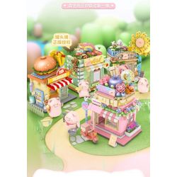 SEMBO 608075 KHU MA THUẬT TUYỆT VỜI CỦA LULU PIG CỬA HÀNG HOA bộ đồ chơi xếp lắp ráp ghép mô hình 564 khối