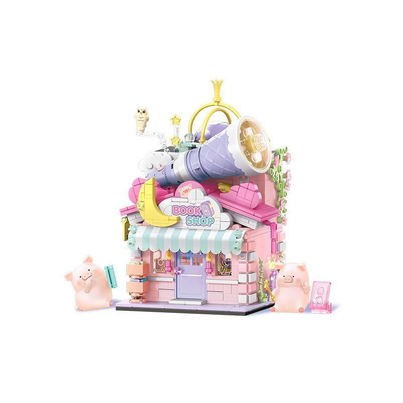 SEMBO 608071 KHU MA THUẬT TUYỆT VỜI CỦA LULU PIG HIỆU SÁCH BÓI TOÁN bộ đồ chơi xếp lắp ráp ghép mô hình 883 khối