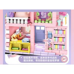 SEMBO 608071 KHU MA THUẬT TUYỆT VỜI CỦA LULU PIG HIỆU SÁCH BÓI TOÁN bộ đồ chơi xếp lắp ráp ghép mô hình 883 khối