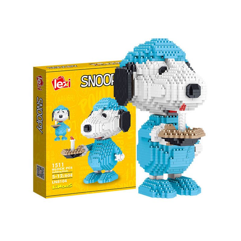 LEZI LN8104 8104 non  ĐỒ NGỦ SNOOPY bộ đồ chơi xếp lắp ráp ghép mô hình Movie & Game Phim Và Trò Chơi 1511 khối