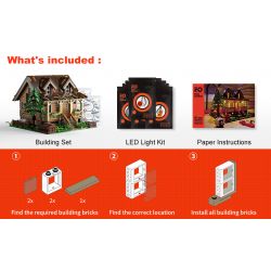 FUNWHOLE FH9001 9001 non  HAYASHIKIYA bộ đồ chơi xếp lắp ráp ghép mô hình Creator WOOD CABIN Sáng Tạo 2097 khối