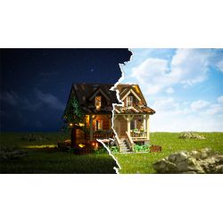 FUNWHOLE FH9001 9001 non  HAYASHIKIYA bộ đồ chơi xếp lắp ráp ghép mô hình Creator WOOD CABIN Sáng Tạo 2097 khối