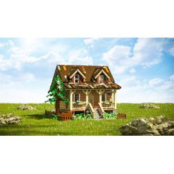FUNWHOLE FH9001 9001 non  HAYASHIKIYA bộ đồ chơi xếp lắp ráp ghép mô hình Creator WOOD CABIN Sáng Tạo 2097 khối