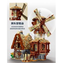MorkModel 033009 Mork Model 033009 REBRICKABLE MOC-138190 138190 MOC138190 non  CỐI XAY GIÓ THỜI TRUNG CỔ bộ đồ chơi xếp lắp ráp ghép mô hình Creator MEDIEVAL WINDMILL Sáng Tạo 2808 khối