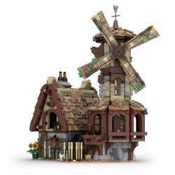 MorkModel 033009 Mork Model 033009 REBRICKABLE MOC-138190 138190 MOC138190 non  CỐI XAY GIÓ THỜI TRUNG CỔ bộ đồ chơi xếp lắp ráp ghép mô hình Creator MEDIEVAL WINDMILL Sáng Tạo 2808 khối