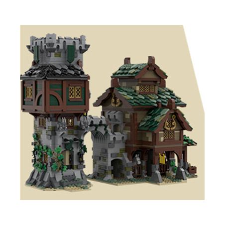 MorkModel 033008 Mork Model 033008 non  THÁP CANH THỜI TRUNG CỔ VÀ CHUỒNG NGỰA bộ đồ chơi xếp lắp ráp ghép mô hình Creator MEDIEVAL GUARD TOWER AND STABLES Sáng Tạo 3031 khối