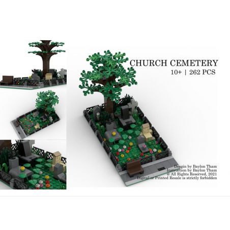 REBRICKABLE MOC-65701 65701 MOC65701 non  SÂN NHÀ THỜ bộ đồ chơi xếp lắp ráp ghép mô hình Creator CHURCH CEMETERY Sáng Tạo 262 khối