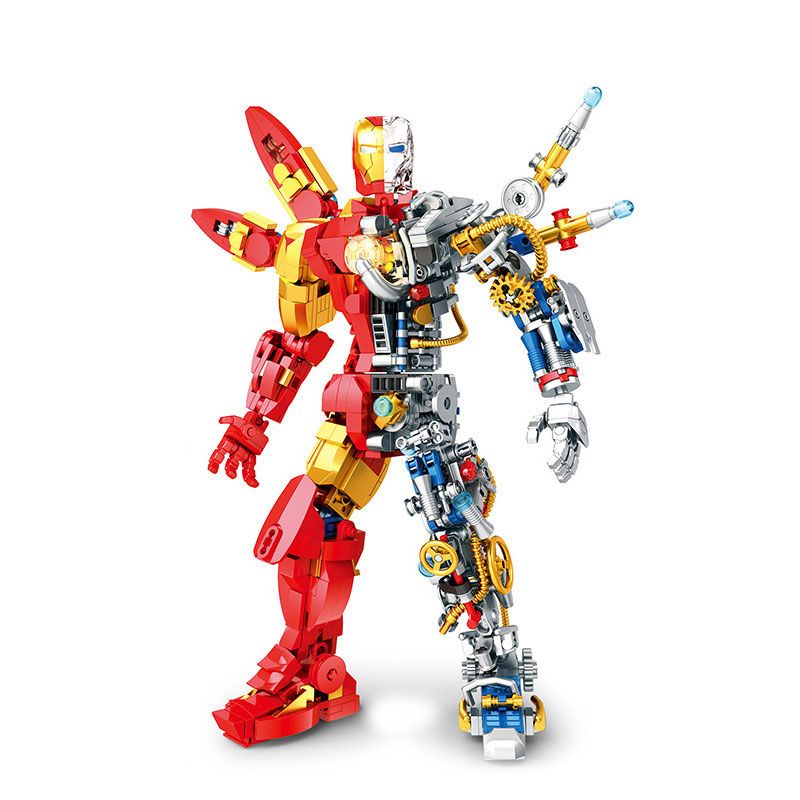 LE DI PIN 6069 non  BÁN PHỐI CẢNH CƠ THỂ NGƯỜI SẮT bộ đồ chơi xếp lắp ráp ghép mô hình Super Heroes IRON KING Siêu Nhân Anh Hùng 935 khối