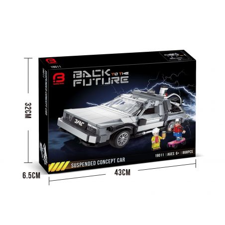 BRICK ELEMENT 19011 non  KHÁI NIỆM HỆ THỐNG TREO XE bộ đồ chơi xếp lắp ráp ghép mô hình BACK TO THE FUTURE SUSPENDED CONCEPT CAR 868 khối