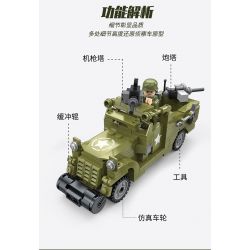 ZHI DELE DL-40006 40006 DL40006 non  XE TRINH SÁT M3A1 TRẮNG bộ đồ chơi xếp lắp ráp ghép mô hình 222 khối