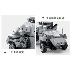 ZHI DELE DL-40005 40005 DL40005 non  XE TRINH SÁT BÁNH LỐP HẠNG NHẸ SD.KFZ.221 bộ đồ chơi xếp lắp ráp ghép mô hình 289 khối