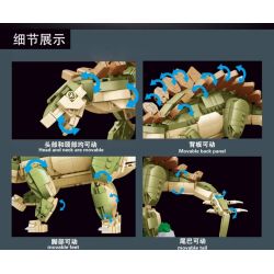 GAOMISI T2022 2022 non  THẾ GIỚI KHỦNG LONG STEGOSAURUS bộ đồ chơi xếp lắp ráp ghép mô hình 1238 khối