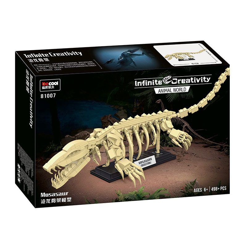 Decool 81007 Jisi 81007 non  MÔ HÌNH BỘ XƯƠNG MOSASAUR bộ đồ chơi xếp lắp ráp ghép mô hình DINOSAUR WORLD MOSASAUR 498 khối