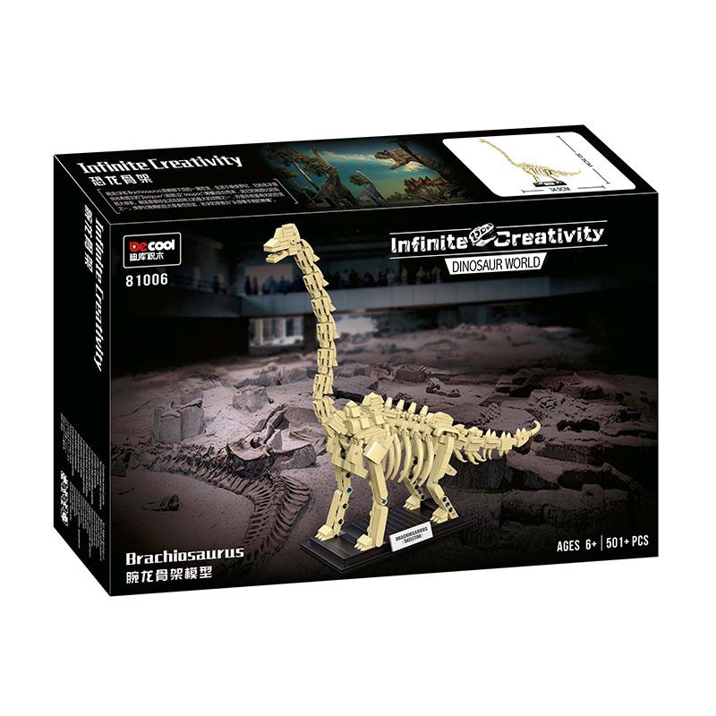 Decool 81006 Jisi 81006 non  MÔ HÌNH BỘ XƯƠNG BRACHIOSAURUS bộ đồ chơi xếp lắp ráp ghép mô hình DINOSAUR WORLD BRACHIOSAURUS 501 khối