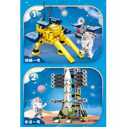 KUYU MOXING 3002 non  BIỂN SAO 4 MÔ HÌNH CHANG'E-1 LONG MARCH-1 TRẠM VŨ TRỤ TRUNG QUỐC MARCH-5 bộ đồ chơi xếp lắp ráp ghép mô hình City SEA OF STARS Thành Phố 740 khối