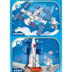 KUYU MOXING 3002 non  BIỂN SAO 4 MÔ HÌNH CHANG'E-1 LONG MARCH-1 TRẠM VŨ TRỤ TRUNG QUỐC MARCH-5 bộ đồ chơi xếp lắp ráp ghép mô hình City SEA OF STARS Thành Phố 740 khối