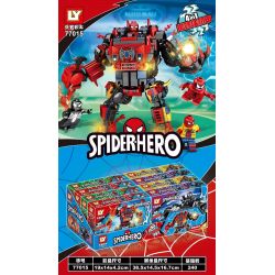 LY 77015 non  SPIDER-MAN MECHA 4 LOẠI GIÁP NGƯỜI NHỆN XE TĂNG ĐEN VENOM CARNAGE bộ đồ chơi xếp lắp ráp ghép mô hình Super Heroes SPIDER HERO Siêu Nhân Anh Hùng 459 khối