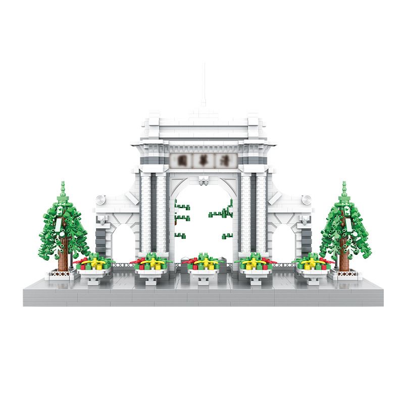 MOYU BLOCK MY92023 92023 non  CỔNG TRƯỜNG NỔI TIẾNG ĐẠI HỌC THANH HOA bộ đồ chơi xếp lắp ráp ghép mô hình 2480 khối