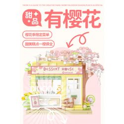 WEKKI 516601 non  CÓ MỘT CỬA HÀNG KẸO HOA ANH ĐÀO bộ đồ chơi xếp lắp ráp ghép mô hình Girl DESSERT HOUSE Con Gái