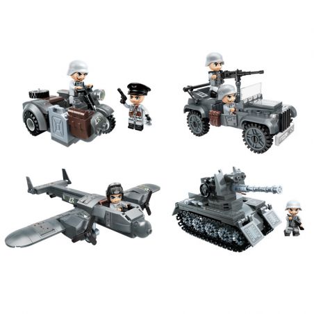 Enlighten 21021 Qman 21021 non  CHIẾN TRƯỜNG 5 HỘP NHỎ bộ đồ chơi xếp lắp ráp ghép mô hình Military Army WORLD WAR II Quân Sự Bộ Đội