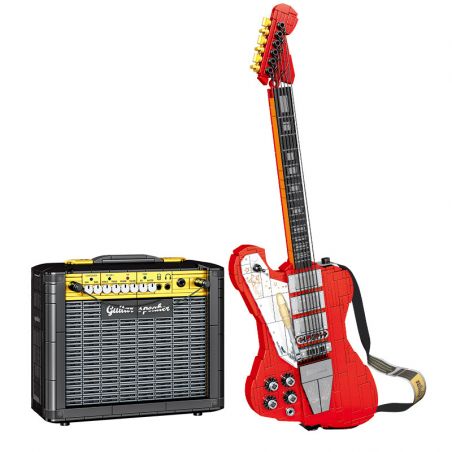 SEMBO 708946 non  ĐÀN GUITAR ĐIỆN bộ đồ chơi xếp lắp ráp ghép mô hình BLOCK MUSIC 1061 khối