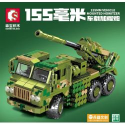 SEMBO 203121 non  PHÁO 155MM GẮN TRÊN XE bộ đồ chơi xếp lắp ráp ghép mô hình Military Army 155MM VEHICLE MOUNTED HOWITZER Quân Sự Bộ Đội 603 khối