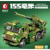 SEMBO 203121 non  PHÁO 155MM GẮN TRÊN XE bộ đồ chơi xếp lắp ráp ghép mô hình Military Army 155MM VEHICLE MOUNTED HOWITZER Quân Sự Bộ Đội 603 khối