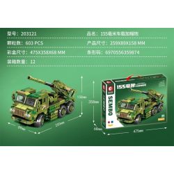 SEMBO 203121 non  PHÁO 155MM GẮN TRÊN XE bộ đồ chơi xếp lắp ráp ghép mô hình Military Army 155MM VEHICLE MOUNTED HOWITZER Quân Sự Bộ Đội 603 khối