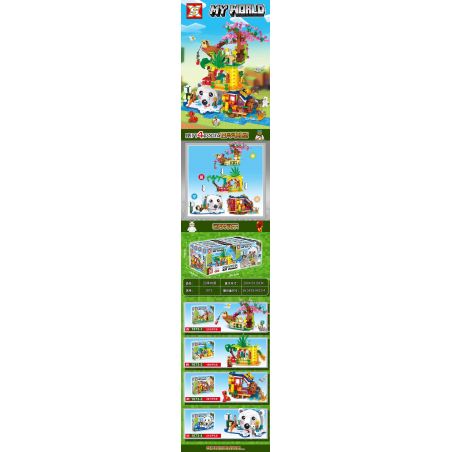 SX 1073 non  NHÀ CÂY BỐN MÙA 4 PHONG CÁCH bộ đồ chơi xếp lắp ráp ghép mô hình Minecraft MY WORLD Game Xây Dựng