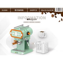 ZHEGAO 01008 non  MÁY PHA CÀ PHÊ HIỆN ĐẠI bộ đồ chơi xếp lắp ráp ghép mô hình Creator COFFEE MACHINE Sáng Tạo 640 khối