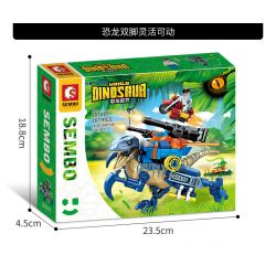 SEMBO 205017 205018 205019 205020 non  THẾ GIỚI KHỦNG LONG 4 PHONG CÁCH bộ đồ chơi xếp lắp ráp ghép mô hình DINOSAUR WORLD 654 khối