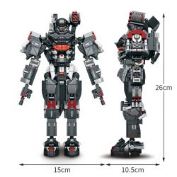 SEMBO 109007 non  LỒNG THẦN MU2 CÁ MẬP TRẮNG BÌNH MINH BA CHIỀU NẶNG-04 bộ đồ chơi xếp lắp ráp ghép mô hình Computer Games HEAVY-DUTY MECHA MU2 WHITE SHARK 04 Trò Chơi 802 khối