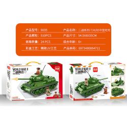 MINGDI 9035 non  XE TĂNG HẠNG TRUNG T-34 85 bộ đồ chơi xếp lắp ráp ghép mô hình World War Ii T-34/85 MEDIUM TANK Chiến Tranh Thế Giới Thứ 2 510 khối