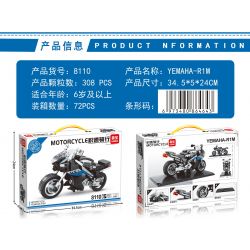 LEIBAO 8110 non  XE MÁY YAMAHA YZF-R1M bộ đồ chơi xếp lắp ráp ghép mô hình Racers Đua Tốc Độ 308 khối