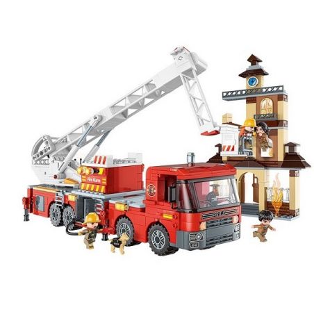 Enlighten 12024 Qman 12024 non  XE CỨU HỎA LEO NÚI ĐA CHỨC NĂNG bộ đồ chơi xếp lắp ráp ghép mô hình Minecity Thành Phố Mỏ 686 khối