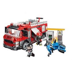 Enlighten 12022 Qman 12022 non  XE CHỮA CHÁY BỌT BỘT KHÔ bộ đồ chơi xếp lắp ráp ghép mô hình Minecity Thành Phố Mỏ 275 khối