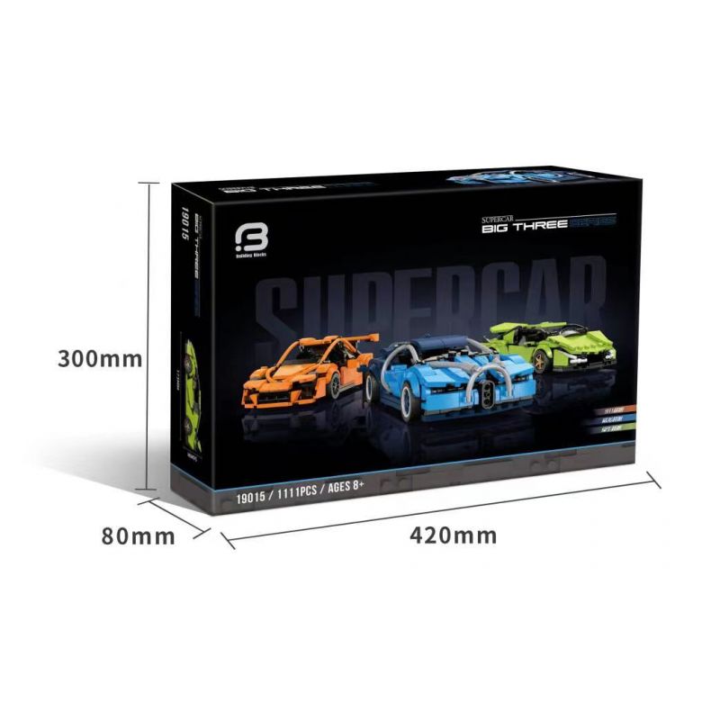BRICK ELEMENT 19015 non  BÁCH LÝ HỒNG NGHĨA bộ đồ chơi xếp lắp ráp ghép mô hình SUPERCAR BIG THREE 1111 khối