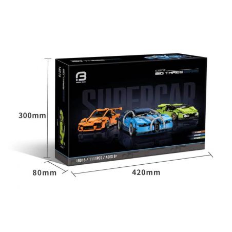 BRICK ELEMENT 19015 non  BÁCH LÝ HỒNG NGHĨA bộ đồ chơi xếp lắp ráp ghép mô hình SUPERCAR BIG THREE 1111 khối