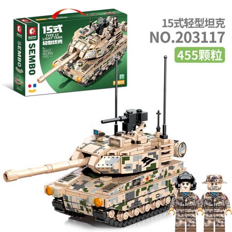 SEMBO 203117 non  XE TĂNG HẠNG NHẸ KIỂU 15 bộ đồ chơi xếp lắp ráp ghép mô hình Military Army TYPE 15 LIGHT TANK Quân Sự Bộ Đội 455 khối