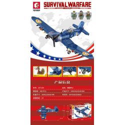 SEMBO 207104 non  MỸ F4U bộ đồ chơi xếp lắp ráp ghép mô hình Military Army SURVIVAL WARFARE Quân Sự Bộ Đội 440 khối