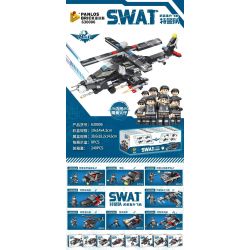 PanlosBrick 630006 Panlos Brick 630006 non  ĐỘI SWAT MÁY BAY TRỰC THĂNG GUNSHIP 8 KẾT HỢP bộ đồ chơi xếp lắp ráp ghép mô hình City Thành Phố 734 khối