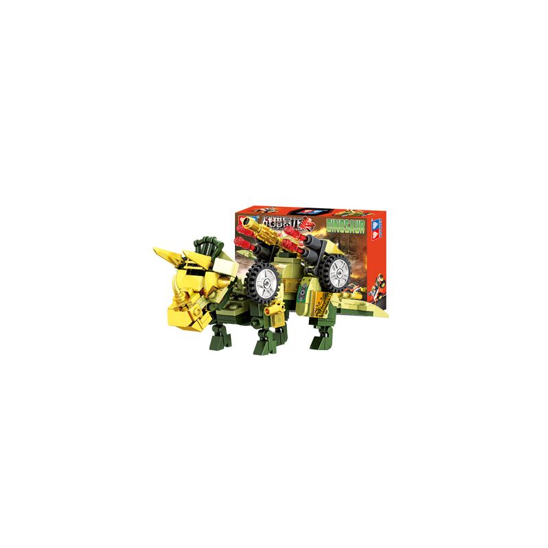 WISE BLOCK HA389708 389708 non  TAI NẠN CƠ TRICERATOPS bộ đồ chơi xếp lắp ráp ghép mô hình DINOSAUR 244 khối