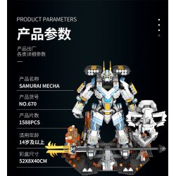 JUHANG TECHNOLOGY 670 non  CHIẾN BINH TITAN MECH bộ đồ chơi xếp lắp ráp ghép mô hình SAMURAI MECHA 1588 khối