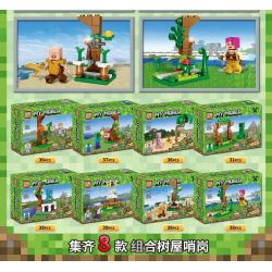 PRCK 63126 non  NGÔI NHÀ TRÊN CÂY SENTRY 8 KIỂU bộ đồ chơi xếp lắp ráp ghép mô hình Minecraft MY WORLD Game Xây Dựng 293 khối