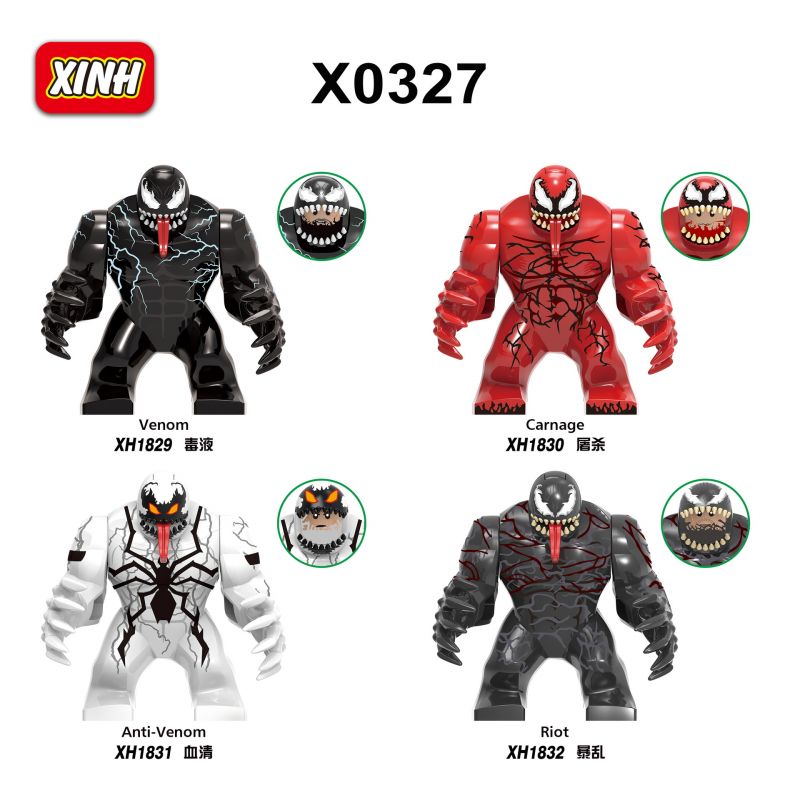 XINH X0327 0327 XH1829 1829 XH1830 1830 XH1831 1831 XH1832 1832 non  VENOM MINIFIGURES 4 LOẠI bộ đồ chơi xếp lắp ráp ghép mô hình Super Heroes Siêu Nhân Anh Hùng