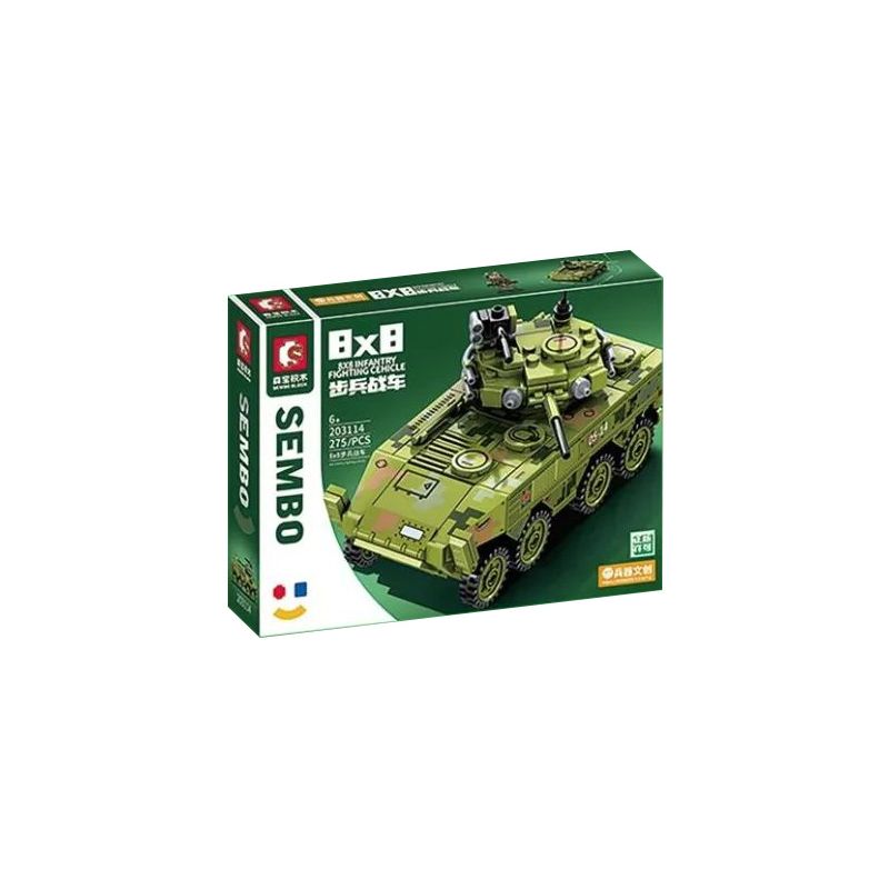 SEMBO 203114 non  XE CHIẾN ĐẤU BỘ BINH 8X8 bộ đồ chơi xếp lắp ráp ghép mô hình Military Army 8X8 INFANTRY FIGHTING CEHICLE Quân Sự Bộ Đội 275 khối