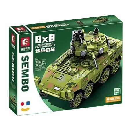 SEMBO 203114 non  XE CHIẾN ĐẤU BỘ BINH 8X8 bộ đồ chơi xếp lắp ráp ghép mô hình Military Army 8X8 INFANTRY FIGHTING CEHICLE Quân Sự Bộ Đội 275 khối