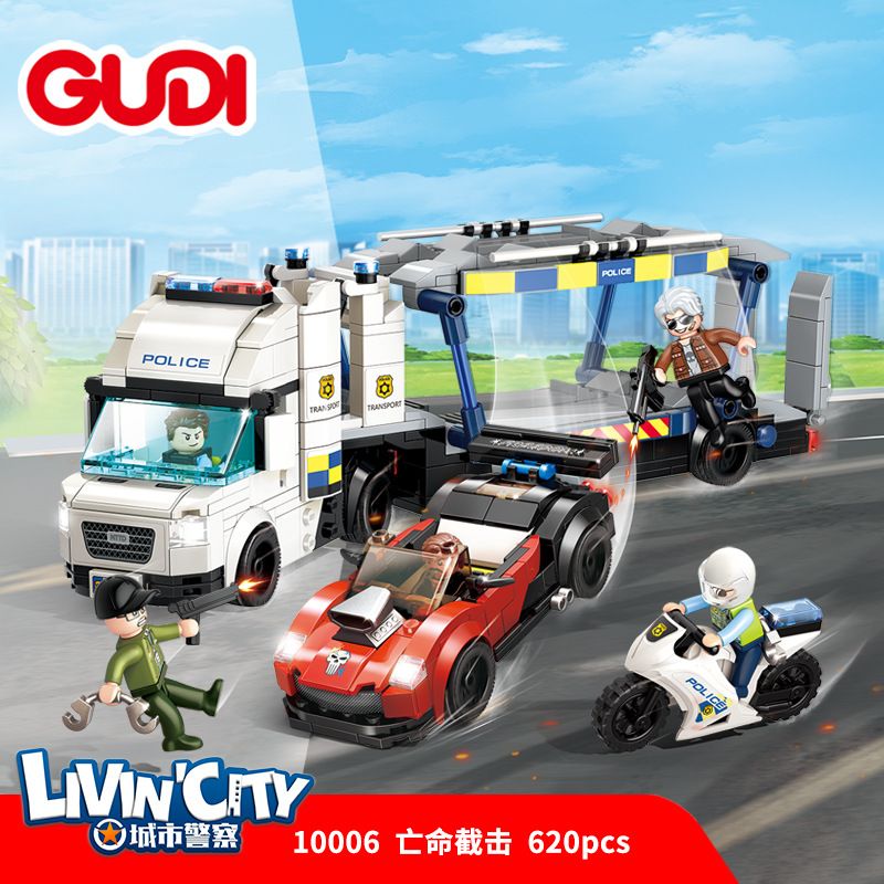 GUDI 10006 non  CÚ VÔ LÊ TUYỆT VỌNG bộ đồ chơi xếp lắp ráp ghép mô hình Police LIVIN'CITY DESPERATE ATTACK Cảnh Sát 620 khối